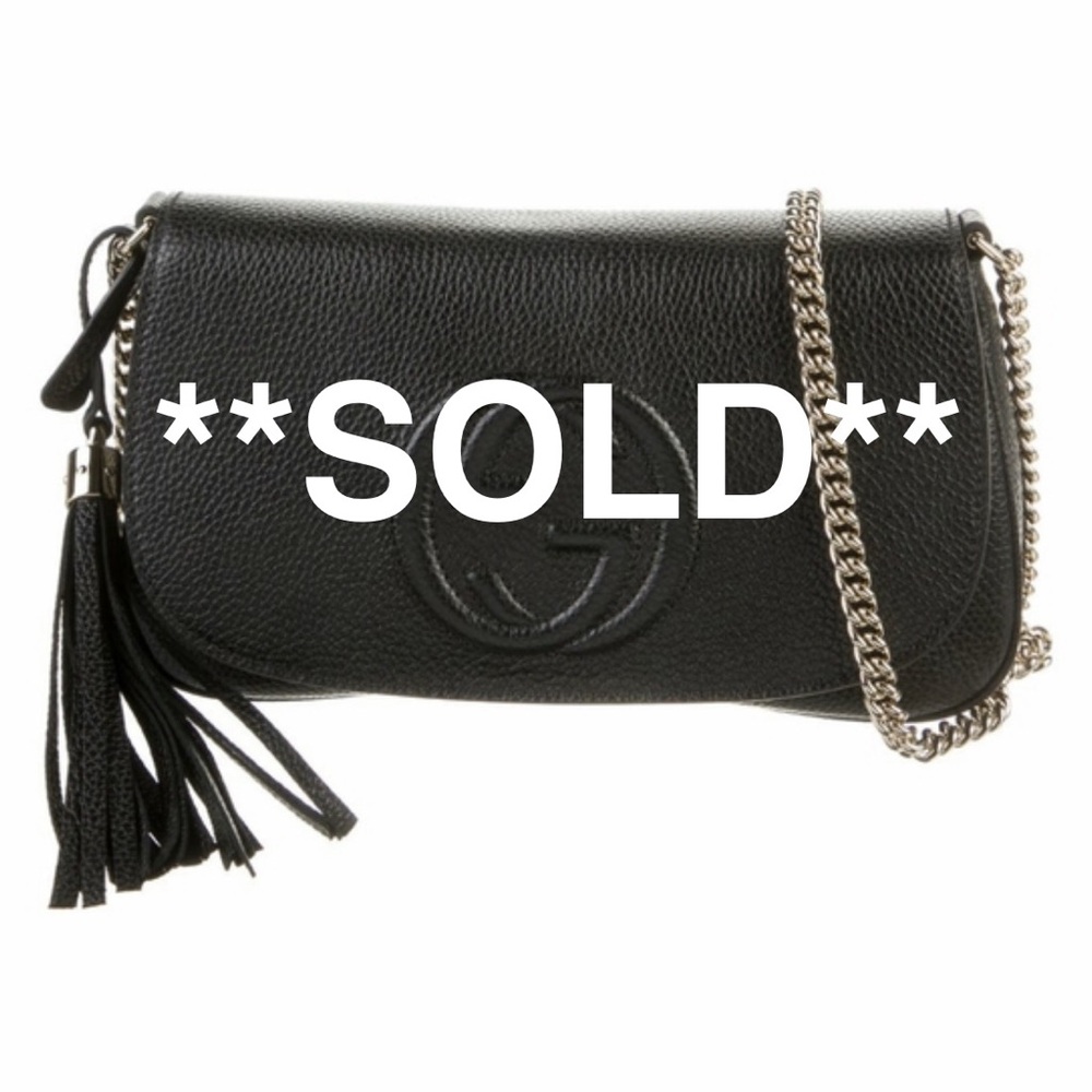 **SOLD**  GUCCI SOHO INTERLOCKING GG CHAIN FLAP CROSSBODY BAG